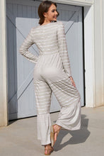 Load image into Gallery viewer, Striped Round Neck Long Sleeve Jumpsuit