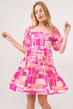 Load image into Gallery viewer, And The Why Color Block Puff Sleeve Dress