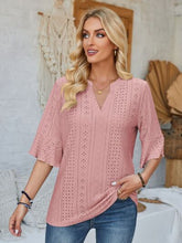 Load image into Gallery viewer, Eyelet Notched Half Sleeve T-Shirt
