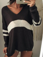 Load image into Gallery viewer, Striped V-Neck Long Sleeve Sweater