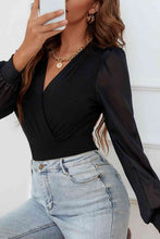 Load image into Gallery viewer, Surplice Mesh Long Sleeve Bodysuit