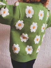 Load image into Gallery viewer, Flower Round Neck Long Sleeve Sweater