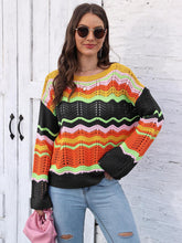 Load image into Gallery viewer, Openwork Round Neck Knit Top