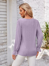 Load image into Gallery viewer, Applique V-Neck Flounce Sleeve T-Shirt