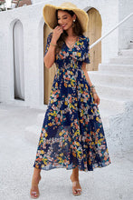 Load image into Gallery viewer, Smocked Floral V-Neck Short Sleeve Dress