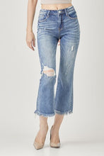 Load image into Gallery viewer, RISEN High Waist Distressed Cropped Bootcut Jeans
