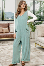 Load image into Gallery viewer, Ribbed V-Neck Wide Leg Jumpsuit with Pockets