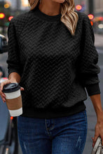 Load image into Gallery viewer, Texture Round Neck Long Sleeve Sweatshirt