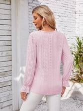Load image into Gallery viewer, Applique V-Neck Flounce Sleeve T-Shirt