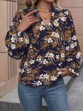 Load image into Gallery viewer, Floral Notched Balloon Sleeve Blouse