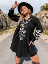 Load image into Gallery viewer, Plus Size Embroidered Long Sleeve Mini Dress