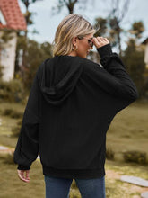 Load image into Gallery viewer, Zip Up Drawstring Long Sleeve Hooded Jacket
