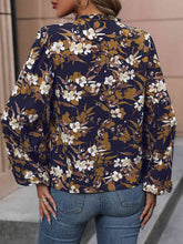 Load image into Gallery viewer, Floral Notched Balloon Sleeve Blouse