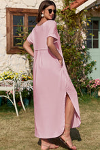 Load image into Gallery viewer, Slit Pocketed V-Neck Short Sleeve Dress