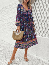 Load image into Gallery viewer, Tassel Tied Printed Long Sleeve Dress