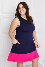 Load image into Gallery viewer, Yelete Full Size Two-Tone Sleeveless Mini Dress with Pockets