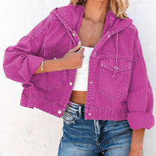 Load image into Gallery viewer, Hooded Dropped Shoulder Denim Jacket