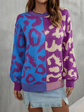 Load image into Gallery viewer, Leopard Round Neck Long Sleeve Sweater