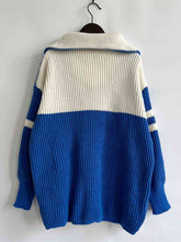 Load image into Gallery viewer, Ribbed Two-Tone Half Zip Sweater