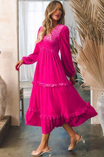 Load image into Gallery viewer, Frill V-Neck Balloon Sleeve Tiered Dress