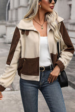 Load image into Gallery viewer, Color Block Zip Up Pocketed Jacket