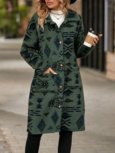 Load image into Gallery viewer, Geometric Pocketed Dropped Shoulder Coat