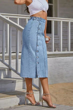 Load image into Gallery viewer, Button Fly Split Denim Skirt