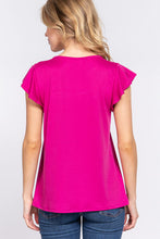 Load image into Gallery viewer, ACTIVE BASIC Ruffle Short Sleeve Lace Detail Knit Top