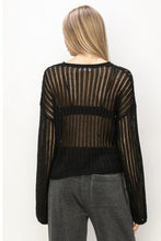 Load image into Gallery viewer, HYFVE Openwork Ribbed Long Sleeve Knit Top