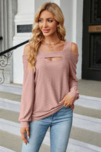 Load image into Gallery viewer, Cold Shoulder Square Neck Cutout Blouse