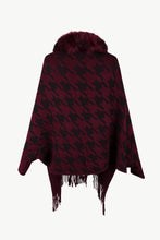 Load image into Gallery viewer, Houndstooth Fringe Hem Poncho