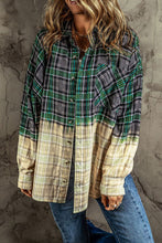 Load image into Gallery viewer, Contrast Plaid Button Up Long Sleeve Shacket
