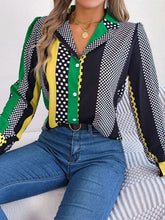 Load image into Gallery viewer, Polka Dot Contrast Long Sleeve Shirt