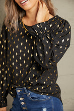 Load image into Gallery viewer, Double Take Printed Round Neck Flounce Sleeve Blouse