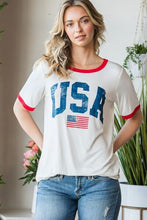 Load image into Gallery viewer, Heimish Full Size USA Contrast Trim Short Sleeve T-Shirt