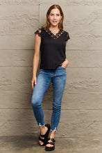 Load image into Gallery viewer, Lace Trim Cap Sleeve Blouse