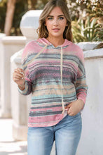 Load image into Gallery viewer, Striped Drawstring Long Sleeve Hoodie