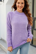Load image into Gallery viewer, Waffle-Knit Round Neck Reglan Sleeve Sweater