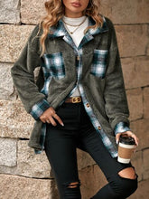 Load image into Gallery viewer, Plaid Contrast Dropped Shoulder Coat