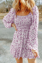Load image into Gallery viewer, Meadow Dream Smocked Floral Square Neck Balloon Sleeve Dress