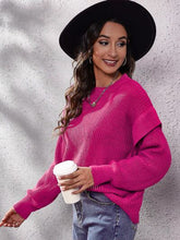 Load image into Gallery viewer, Ruffled Round Neck Dropped Shoulder Sweater