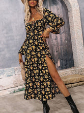 Load image into Gallery viewer, Square Neck Printed Slit Dress