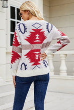 Load image into Gallery viewer, Printed Round Neck Long Sleeve Sweater