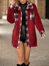 Load image into Gallery viewer, Plaid Contrast Dropped Shoulder Coat