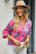 Load image into Gallery viewer, Printed V-Neck Button-Down Long Sleeve Cardigan