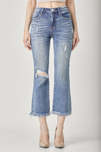 Load image into Gallery viewer, RISEN High Waist Distressed Cropped Bootcut Jeans