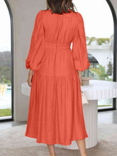 Load image into Gallery viewer, Deep V-Neck Balloon Sleeve Plain Maxi Dress