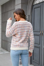 Load image into Gallery viewer, Plaid Round Neck Long Sleeve Pullover Sweater