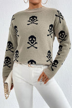 Load image into Gallery viewer, Printed Mock Neck Dropped Shoulder Sweater