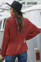 Load image into Gallery viewer, Cable-Knit Turtleneck Dropped Shoulder Sweater